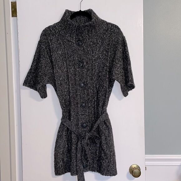 New York & Company short sleeve long length cardigan with tie sash size Small - Picture 1 of 12